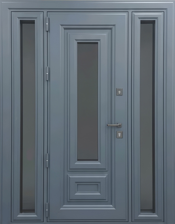 Остекленная входная группа с терморазрывом, металлофиленкой и порошковым покрытием антрацит