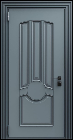 Входная термодверь с металлофиленкой и порошковым напылением RAL 7011 (тип №1) Входная термодверь с металлофиленкой и порошковым напылением RAL 7011 (тип №1)