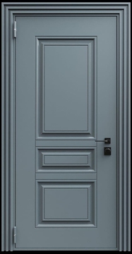 Входная термодверь с металлофиленкой и порошковым напылением RAL 7011 (тип №2) Входная термодверь с металлофиленкой и порошковым напылением RAL 7011 (тип №2)